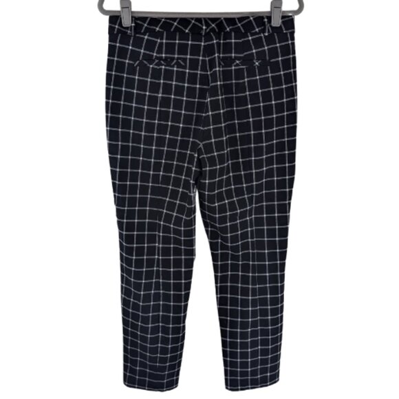 ELLE Black & White Windowpane Plaid Slim Ankle Pants Size 10 - Picture 2 of 5